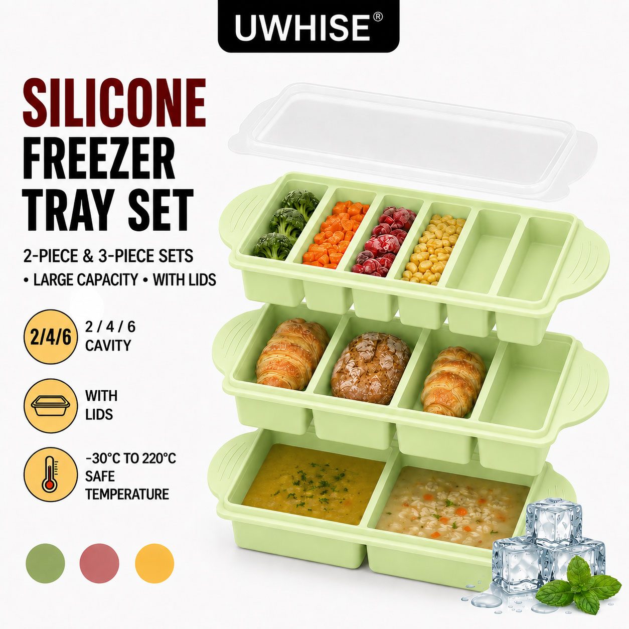 Uwhise 2/3 PACK Silikonowa Tac – Meal Prep Chia Pudding recenzja i cena