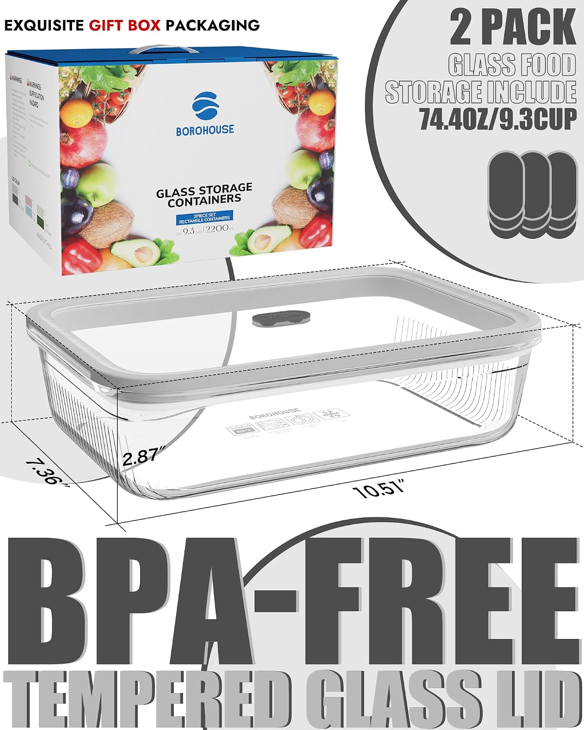 2-pak szklanych pojemników do  – Meal Prep Box recenzja i cena